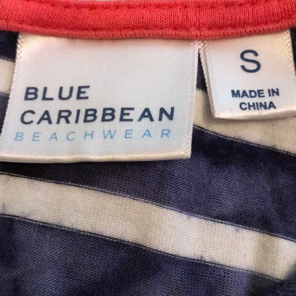 🛍👚Blue Caribbean Beachwear Striped Top/Coverup - Picture 3 of 3